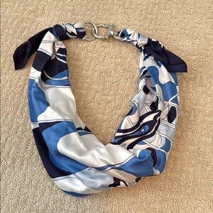 Blue and White Patterned Scarf - purchased in Italy and made in Italy